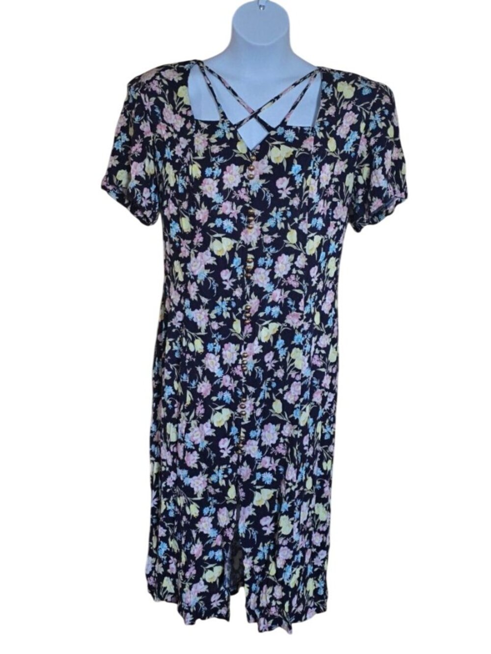 Floral Alix Taylor Dress Crisscross Details Buttons flower power fairycore boho